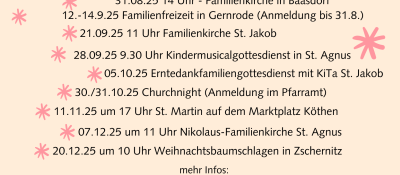 Familientermine 2. Halbjahr