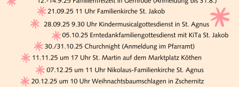 Familientermine 2. Halbjahr