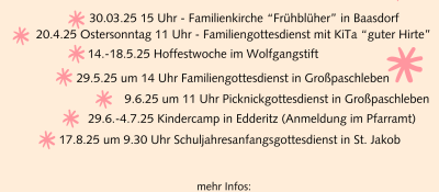 Familientermine im 1. Halbjahr 2025